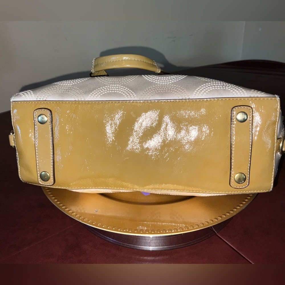 Coach Ashley Dotted Op Art Sateen Satchel Cream Patent Y2K F20027 coquette glam - Picture 7 of 16
